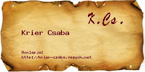 Krier Csaba névjegykártya